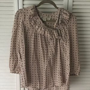 Hunter Dixon hazel silk ruffle dot ruffle top sz 6